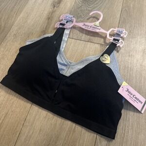 Juicy‎ Couture Sports Bras 2 Pack Black/Gray Removable Pads Large NEW